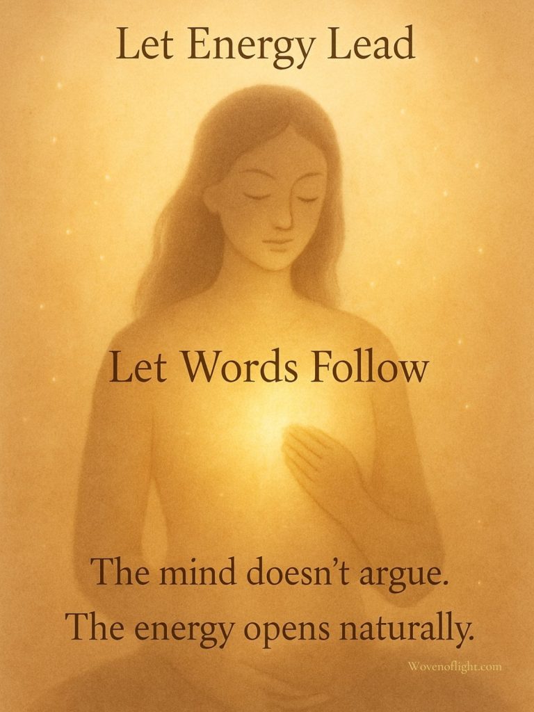 A soft, golden spiritual illustration of a serene figure holding light at the heart center, symbolizing embodied healing, inner alignment, and the integration of body-led affirmations.